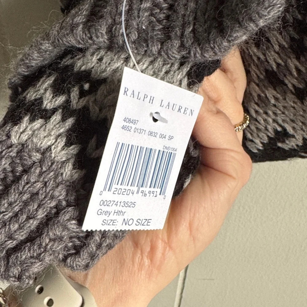 NWT Ralph Lauren Black and Gray Patterned Scarf